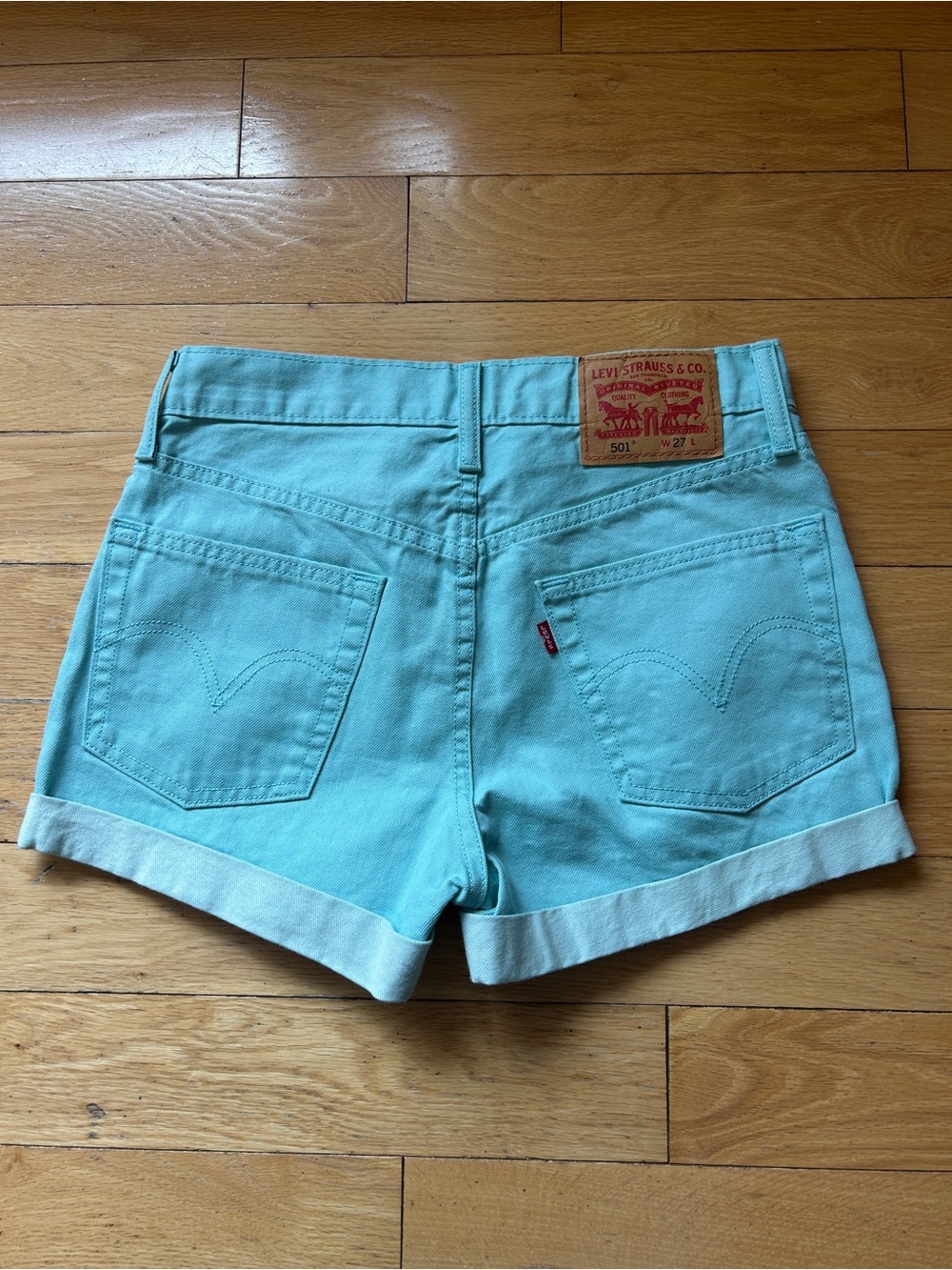 Levi's Women's Jean Shorts in Aqua Blue